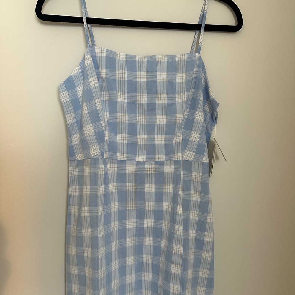 Blue plaid summer dress, new with tags!